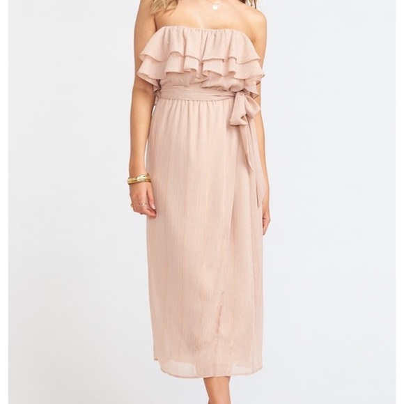 NWT Show Me Your Mumu Women’s Pink Faux Wrap Off Shoulder Rosie Dress - size L - Picture 11 of 12